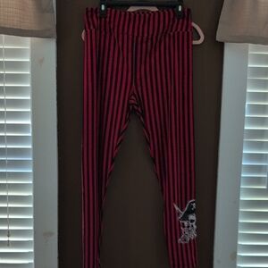 Striped Black and Red Women's Leggings